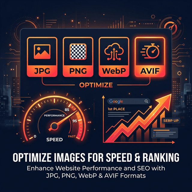 Comparison of JPG, PNG, WebP and AVIF image formats for website SEO